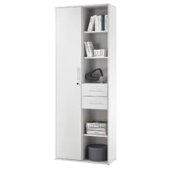 Armoire Sonra 1 Porte, 2 Tiroirs & 5 Niches - Gris Clair