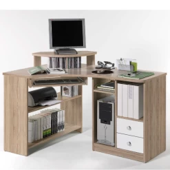 Bureau D'angle Ganas Avec 2 Tiroirs & Niches - Sonoma