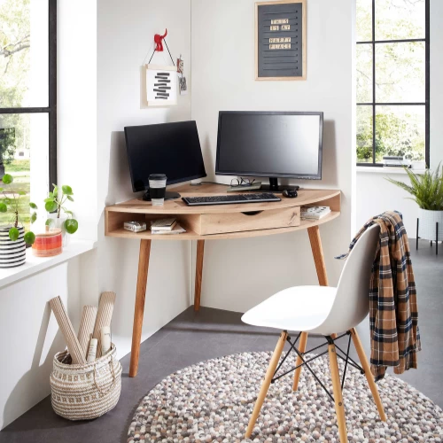 Bureau D'angle Inovo Avec Tiroir - Chêne 2 Bureau D'angle Inovo Avec Tiroir - Chêne – Image 2