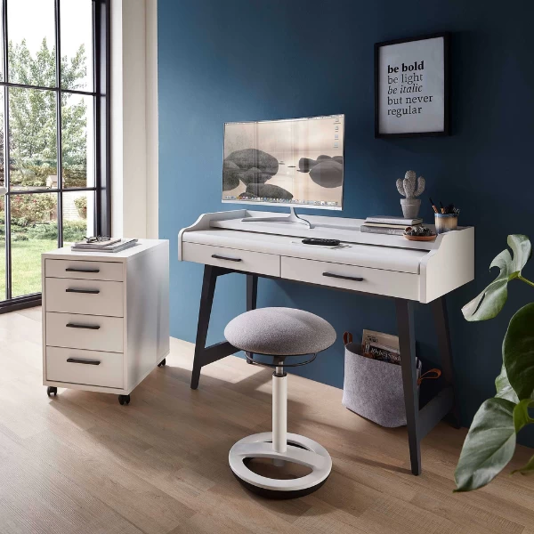 Bloc-tiroirs Inovo Avec Roulettes 4 Tiroirs - Blanc/noir 2 Bloc-tiroirs Inovo Avec Roulettes 4 Tiroirs - Blanc/noir – Image 2