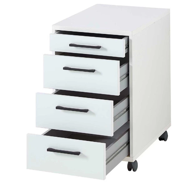 Bloc-tiroirs Inovo Avec Roulettes 4 Tiroirs - Blanc/noir 5 Bloc-tiroirs Inovo Avec Roulettes 4 Tiroirs - Blanc/noir – Image 5