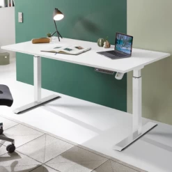 Bureau Assis Debout Cino Réglable En Hauteur - Blanc
