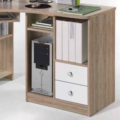 Bureau D'angle Ganas Avec 2 Tiroirs & Niches - Sonoma 2 Bureau D'angle Ganas Avec 2 Tiroirs & Niches - Sonoma – Image 2