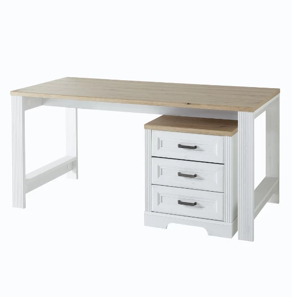 Bloc-tiroirs Samine Avec 3 Tiroirs - Blanc/chêne 2 Bloc-tiroirs Samine Avec 3 Tiroirs - Blanc/chêne – Image 2