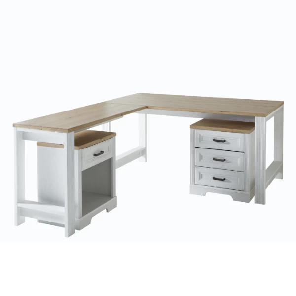 Elément D'angle Pour Bureau Samine - Blanc/chêne 2 Elément D'angle Pour Bureau Samine - Blanc/chêne – Image 2