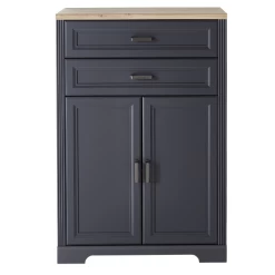 Classeur Samine 86x38x127cm Avec 2 Tiroirs & 2 Portes - Graphite/chêne