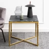Table D'appoint Alisma 50x50 Cm - Or/marbre Marquina
