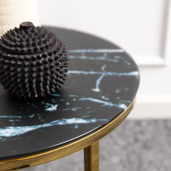 Table D'appoint Alisma Ø50 Cm - Or/marbre Marquina 4 Table D'appoint Alisma Ø50 Cm - Or/marbre Marquina – Image 4