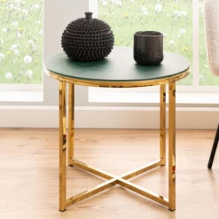 Table D'appoint Alisma Ø50 Cm - Or/vert