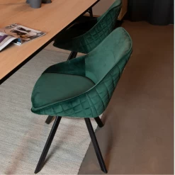 Chaise De Salle à Manger Fritz Velours - Vert