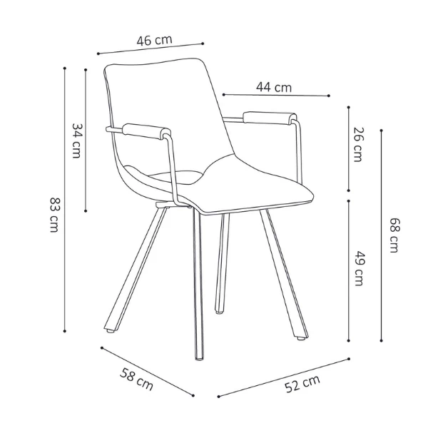 Chaise Coquille Sissi Avec Accoudoir-cognac 2 Chaise Coquille Sissi Avec Accoudoir-cognac – Image 2