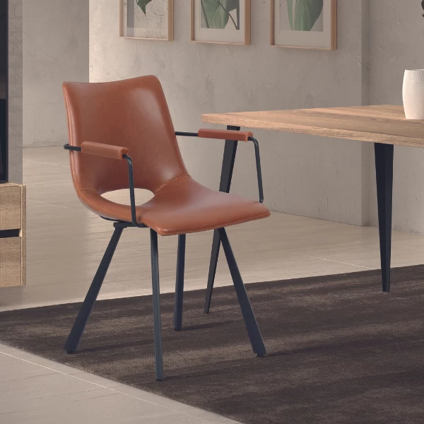 Chaise Coquille Sissi Avec Accoudoir-cognac 1 Chaise Coquille Sissi Avec Accoudoir-cognac