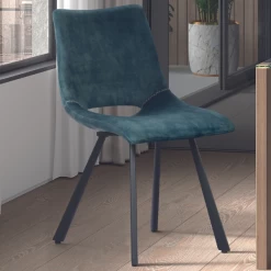 Chaise Coquille Sissi-velours Bleu