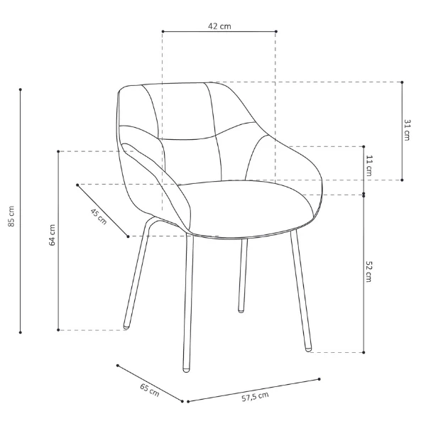 Chaise De Salle à Manger Mees-gris 2 Chaise De Salle à Manger Mees-gris – Image 2
