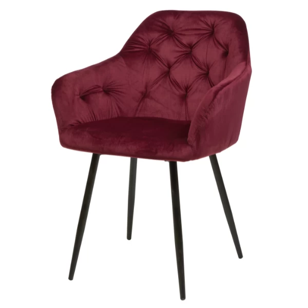 Chaise Coquille Percy Velours - Bordeaux 1 Chaise Coquille Percy Velours - Bordeaux