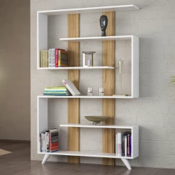 Bibliothèque Ouverte Antalya-blanc/bois De Noyer