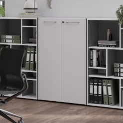 Classeur Bas Jetta Avec 2 étagères - Anthracite/blanc