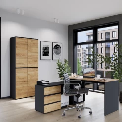 Classeur Miguel Avec 2 Portes Et 4 étagères - Anthracite/ochre -Meubles Tables Et Chaises Shop Ontwerp zonder titel 2023 03 21T141009.497 fb40