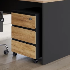 Plateau Miguel Avec 3 Tiroirs - Anthracite/ochre