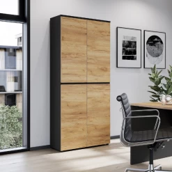 Classeur Miguel Avec 2 Portes Et 4 étagères - Anthracite/ochre