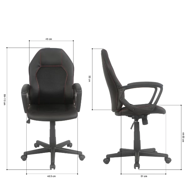 Chaise De Bureau Anuna-noir Mat/rouge 2 Chaise De Bureau Anuna-noir Mat/rouge – Image 2