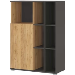 Classeur Fiene Avec 1 Porte Et 9 Compartiments - Anthracite/ochre