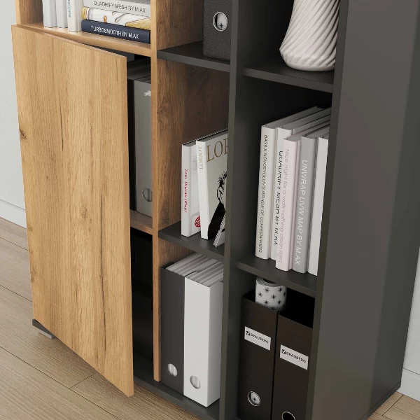 Classeur Fiene Avec 1 Porte Et 9 Compartiments - Anthracite/ochre 4 Classeur Fiene Avec 1 Porte Et 9 Compartiments - Anthracite/ochre – Image 4