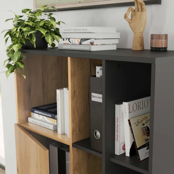 Classeur Fiene Avec 1 Porte Et 9 Compartiments - Anthracite/ochre 3 Classeur Fiene Avec 1 Porte Et 9 Compartiments - Anthracite/ochre – Image 3