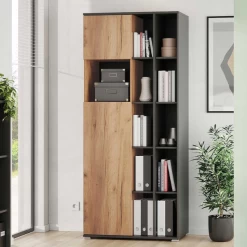 Classeur Fiene Avec 2 Portes Et 15 Compartiments - Anthracite/ochre