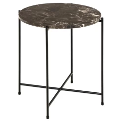 Table D'appoint Avila Ø42 Cm - Marbre Brun/noir