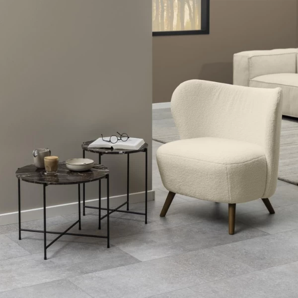 Table D'appoint Avila Ø52 Cm - Marbre Brun/noir 2 Table D'appoint Avila Ø52 Cm - Marbre Brun/noir – Image 2