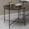 Table D'appoint Avila Ø52 Cm - Marbre Brun/noir