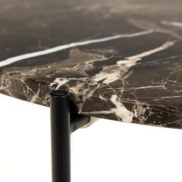Table D'appoint Avila Ø52 Cm - Marbre Brun/noir 4 Table D'appoint Avila Ø52 Cm - Marbre Brun/noir – Image 4