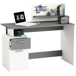 Bureau Pleun 1 Tiroir, 1 Porte Tournante, 1 Niche, 1 étagère Ouverte Et 2 élastiques-blanc Mat/gris Foncé 13 Bureau Pleun 1 Tiroir, 1 Porte Tournante, 1 Niche, 1 étagère Ouverte Et 2 élastiques-blanc Mat/gris Foncé -Meubles Tables Et Chaises Shop Ontwerp zonder titel 2023 05 09T082321.903 9f25