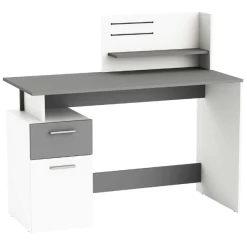 Bureau Pleun 1 Tiroir, 1 Porte Tournante, 1 Niche, 1 étagère Ouverte Et 2 élastiques-blanc Mat/gris Foncé 12 Bureau Pleun 1 Tiroir, 1 Porte Tournante, 1 Niche, 1 étagère Ouverte Et 2 élastiques-blanc Mat/gris Foncé -Meubles Tables Et Chaises Shop Ontwerp zonder titel 2023 05 09T082400.663 139b
