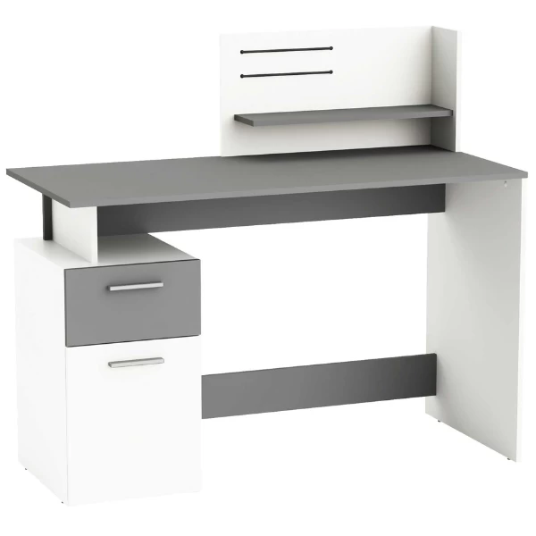 Bureau Pleun 1 Tiroir, 1 Porte Tournante, 1 Niche, 1 étagère Ouverte Et 2 élastiques-blanc Mat/gris Foncé 6 Bureau Pleun 1 Tiroir, 1 Porte Tournante, 1 Niche, 1 étagère Ouverte Et 2 élastiques-blanc Mat/gris Foncé – Image 6
