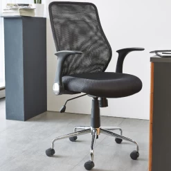 Chaise De Bureau Suri-mesh Polyester Noir Mat