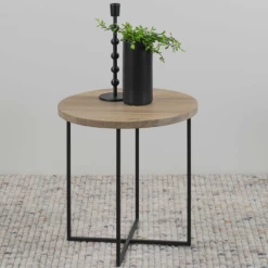 Table D'appoint Serafien ø 39 Cm-chêne/acier Noir