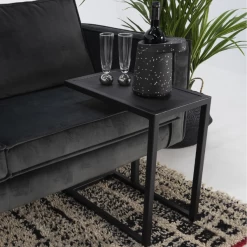 Table D'appoint Delfi 30 X 50 Cm-Chêne Brossé/acier