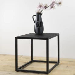 Table D'appoint Delfi 40 X 40 Cm-Chêne Brossé/acier