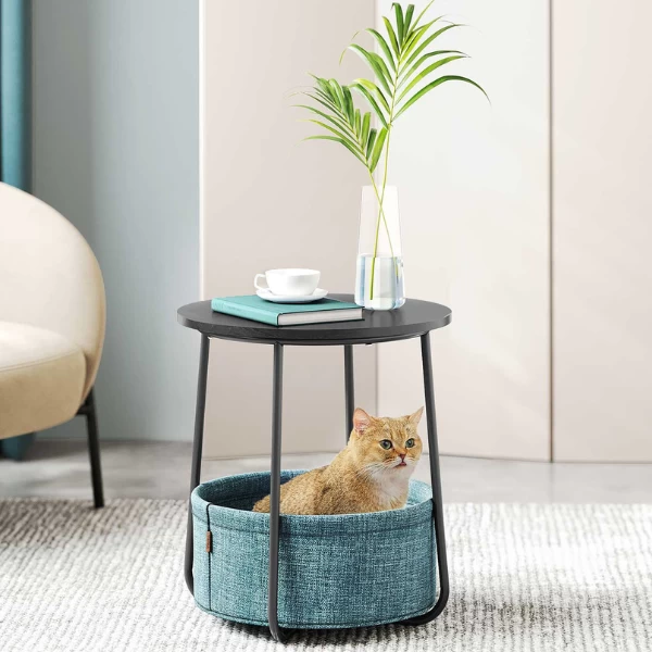 Table D'appoint Avec Panier Zoë ø45cm - Noir/bleu 1 Table D'appoint Avec Panier Zoë ø45cm - Noir/bleu