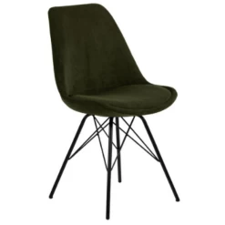 Chaise Coquille Irma En Velours - Vert Olive