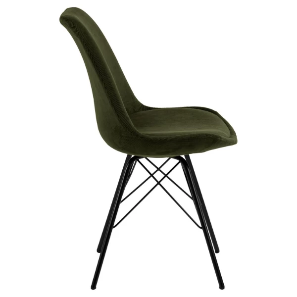 Chaise Coquille Irma En Velours - Vert Olive 4 Chaise Coquille Irma En Velours - Vert Olive – Image 4