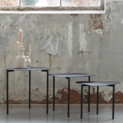 Set De 3 Tables D'appoint Dorien 42/42/46.5 X 32.5/39/44 X 44/43/46.5 Cm-noir