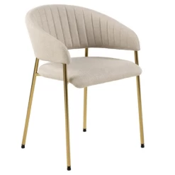 Chaise Capitonnée Ann - Beige/or