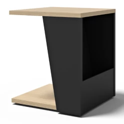 Table D'appoint Albérique 1 Niche Et 1 Compartiment De Rangement Sur Le Côté-chêne/noir Mat -Meubles Tables Et Chaises Shop Ontwerp zonder titel 2023 06 26T113624.258 1 33b8