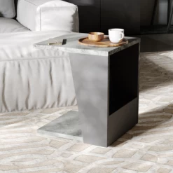 Table D'appoint Albérique 1 Niche Et 1 Compartiment De Rangement Sur Le Côté-béton/noir Mat -Meubles Tables Et Chaises Shop Ontwerp zonder titel 2023 06 26T131234.626 1 6a3d