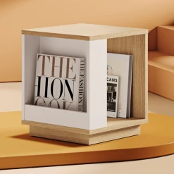 Table D'appoint Ellana 40 X 40 Cm 2 Niches-chêne Clair/blanc