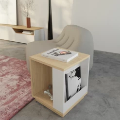 Table D'appoint Ellana 40 X 40 Cm 2 Niches-chêne Clair/blanc -Meubles Tables Et Chaises Shop Ontwerp zonder titel 2023 06 28T092542.312 1 ef8c