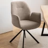 Chaise De Salle à Manger Pivotante Jarno Avec Accoudoirs - Beige/noir